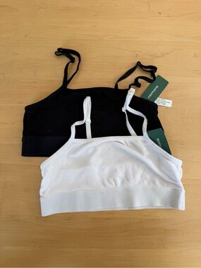 Everyday Ribbed Crop Bralette - Black & White